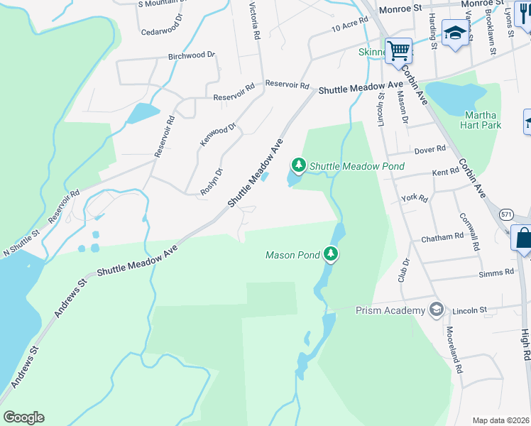 map of restaurants, bars, coffee shops, grocery stores, and more near 670 Shuttle Meadow Avenue in New Britain