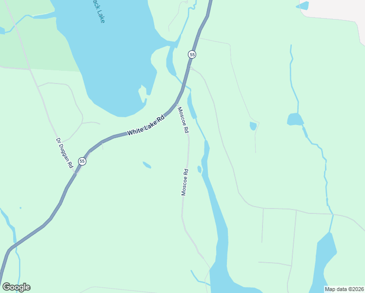 map of restaurants, bars, coffee shops, grocery stores, and more near 44 Moscoe Road in White Lake