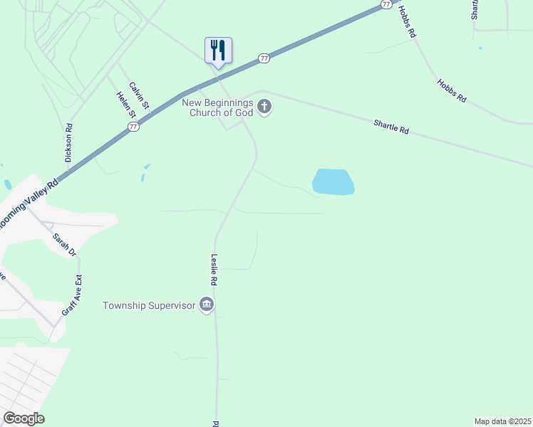 map of restaurants, bars, coffee shops, grocery stores, and more near 21466 Beverly Drive in Meadville