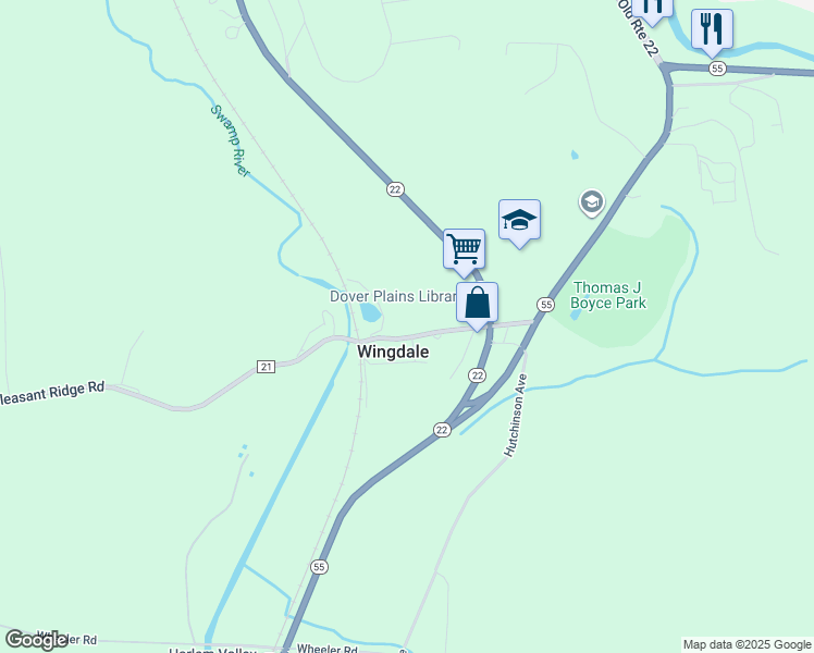 map of restaurants, bars, coffee shops, grocery stores, and more near 3653 Pleasant Ridge Rd in Wingdale