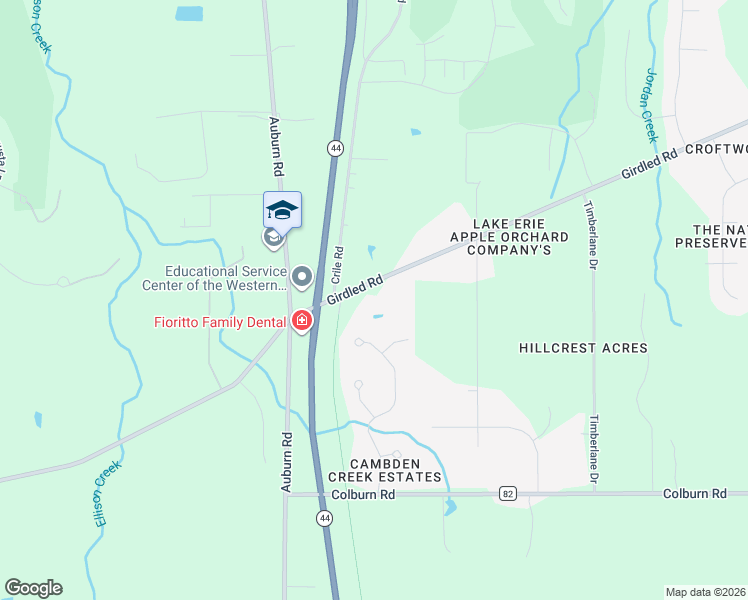 map of restaurants, bars, coffee shops, grocery stores, and more near 11170 Girdled Road in Painesville