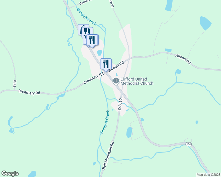 map of restaurants, bars, coffee shops, grocery stores, and more near 1577 Pennsylvania 106 in Susquehanna County