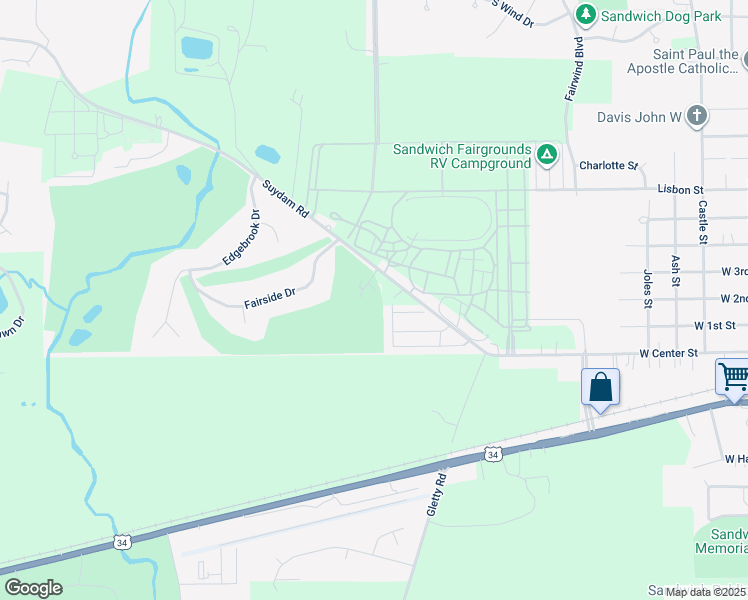 map of restaurants, bars, coffee shops, grocery stores, and more near 1306 Suydam Road in Sandwich