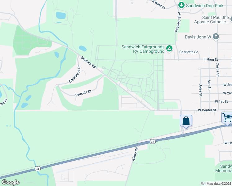 map of restaurants, bars, coffee shops, grocery stores, and more near 1306 Suydam Road in Sandwich