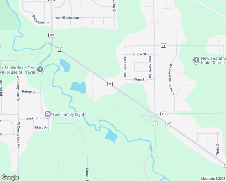 map of restaurants, bars, coffee shops, grocery stores, and more near 30306 County Road 22 in Elkhart