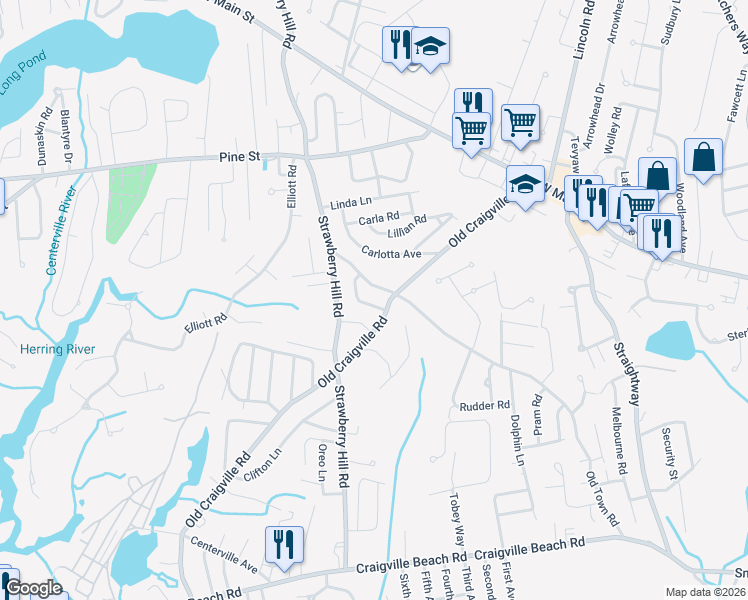 map of restaurants, bars, coffee shops, grocery stores, and more near 12 Edgewood Rd in Barnstable