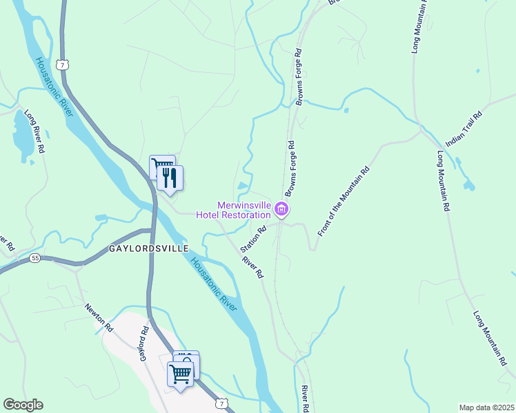 map of restaurants, bars, coffee shops, grocery stores, and more near 15 Old Stagecoach Road in New Milford