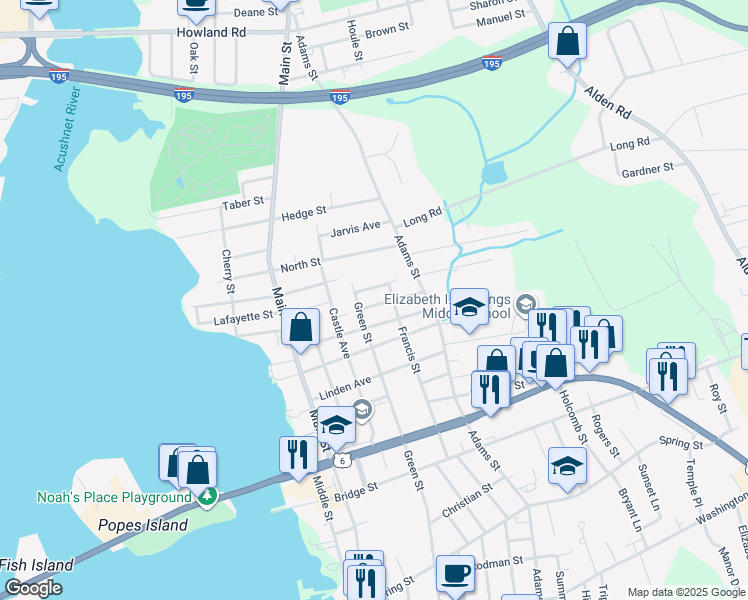 map of restaurants, bars, coffee shops, grocery stores, and more near 8 Plymouth Avenue in Fairhaven