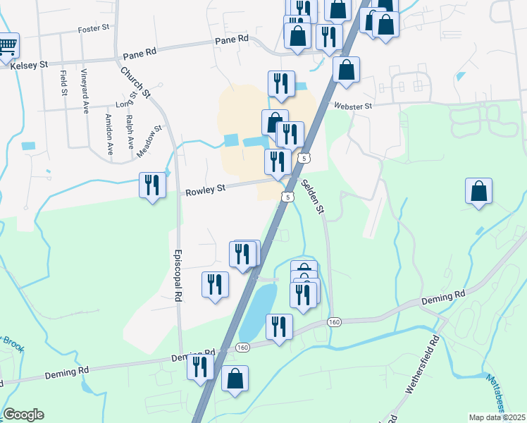 map of restaurants, bars, coffee shops, grocery stores, and more near 68 Berlin Turnpike in Berlin