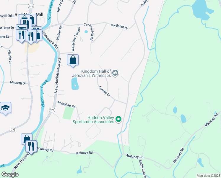 map of restaurants, bars, coffee shops, grocery stores, and more near 8 Kevin Heights in Poughkeepsie