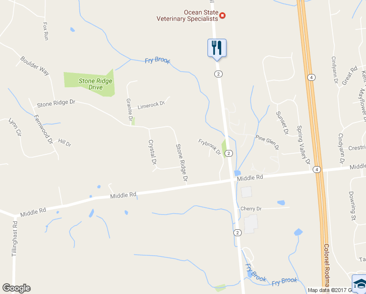 map of restaurants, bars, coffee shops, grocery stores, and more near 110 Stone Ridge Drive in East Greenwich