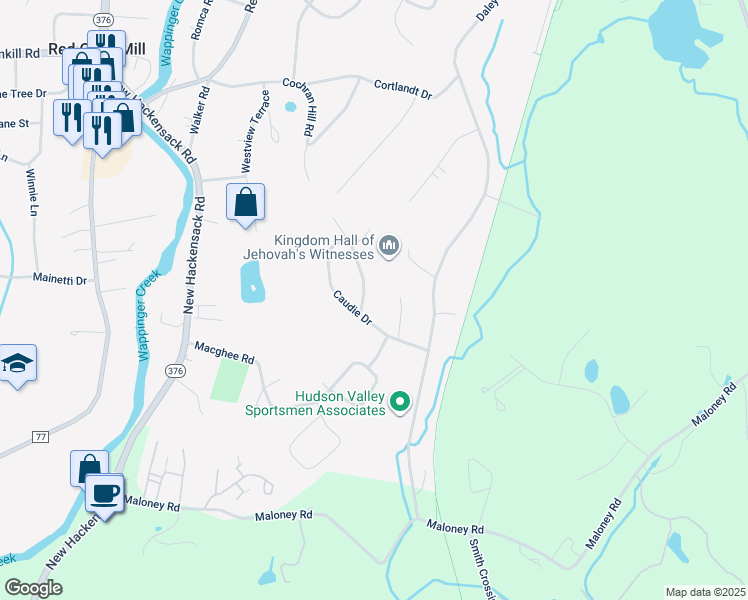 map of restaurants, bars, coffee shops, grocery stores, and more near 8 Kevin Heights in Poughkeepsie