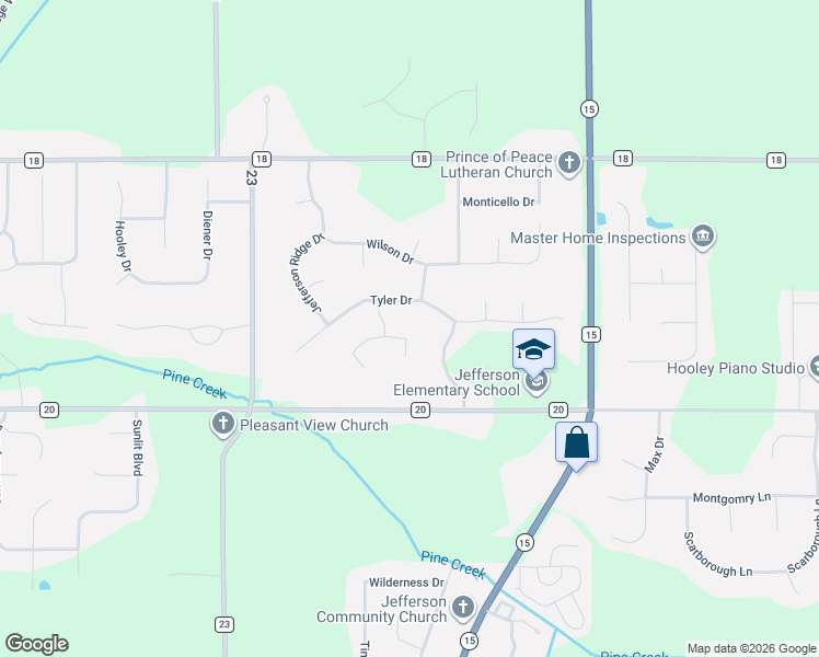 map of restaurants, bars, coffee shops, grocery stores, and more near 18901-19099 Fillmore Dr in Goshen