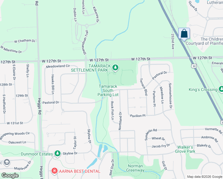 map of restaurants, bars, coffee shops, grocery stores, and more near 25538 Pastoral Drive in Plainfield
