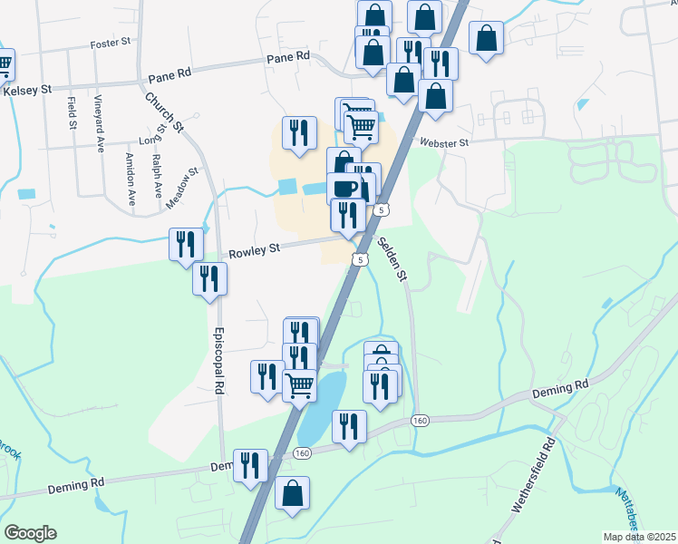 map of restaurants, bars, coffee shops, grocery stores, and more near 68 Berlin Turnpike in Berlin