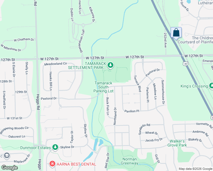 map of restaurants, bars, coffee shops, grocery stores, and more near 25538 Pastoral Drive in Plainfield