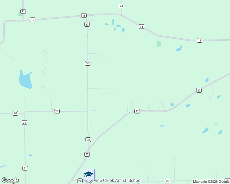 map of restaurants, bars, coffee shops, grocery stores, and more near 58340 County Road 33 in Middlebury