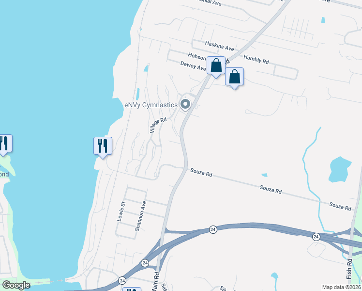 map of restaurants, bars, coffee shops, grocery stores, and more near 1024 Main Road in Tiverton