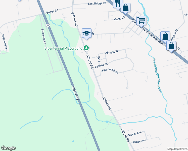 map of restaurants, bars, coffee shops, grocery stores, and more near 252 Gifford Road in Westport