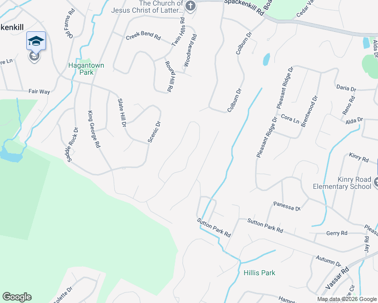 map of restaurants, bars, coffee shops, grocery stores, and more near 42 Timberline Drive in Poughkeepsie