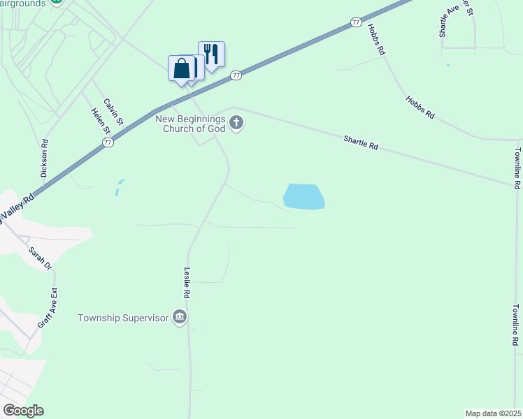 map of restaurants, bars, coffee shops, grocery stores, and more near 21466-21632 Beverly Drive in Meadville