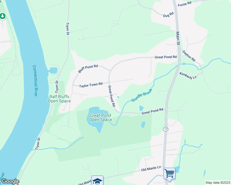 map of restaurants, bars, coffee shops, grocery stores, and more near 294 Great Pond Road in Glastonbury