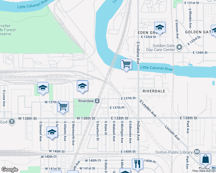 map of restaurants, bars, coffee shops, grocery stores, and more near 1 West 136th Street in Riverdale