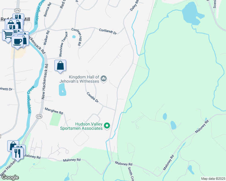 map of restaurants, bars, coffee shops, grocery stores, and more near 10 North Drive in Poughkeepsie
