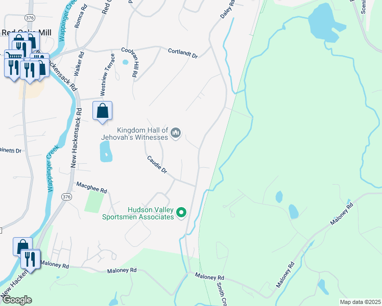 map of restaurants, bars, coffee shops, grocery stores, and more near 10 North Drive in Poughkeepsie