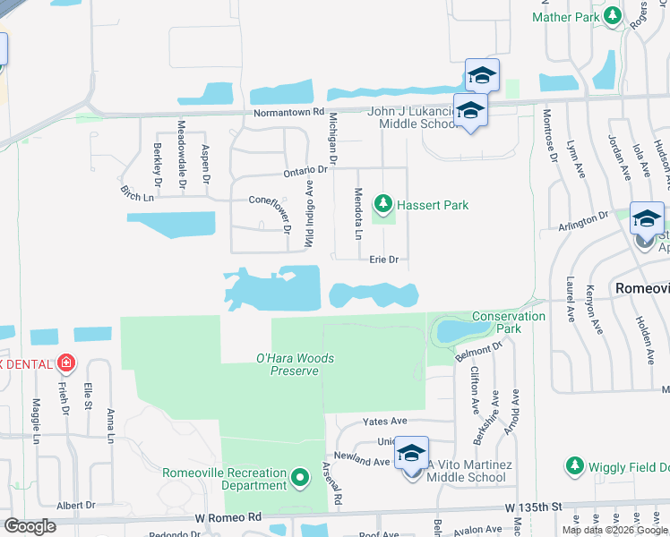 map of restaurants, bars, coffee shops, grocery stores, and more near 811 Erie Drive in Romeoville