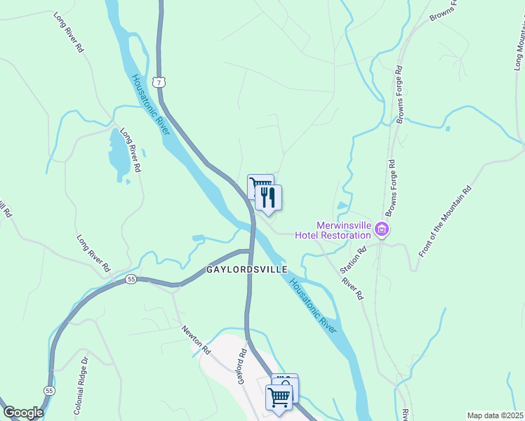 map of restaurants, bars, coffee shops, grocery stores, and more near 15 Kent Road in New Milford