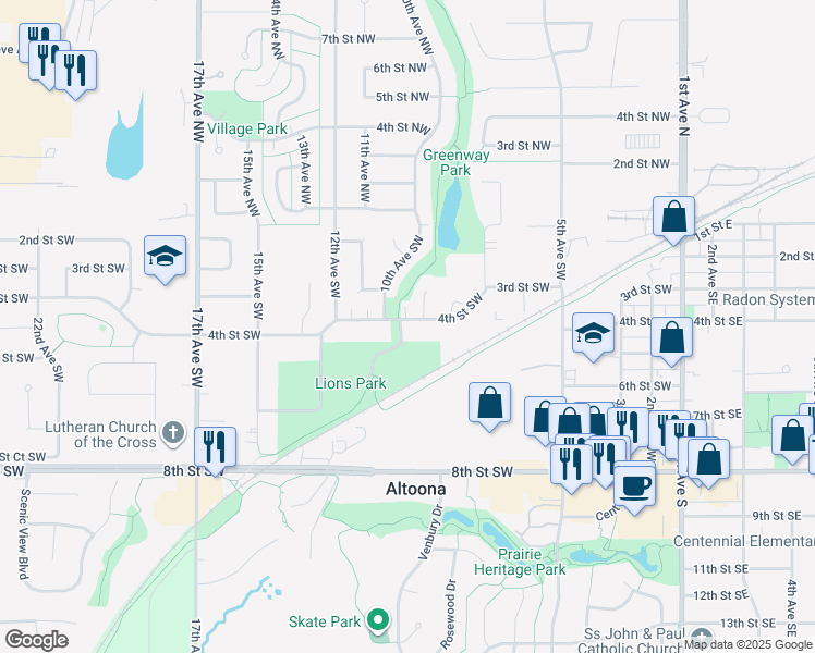 map of restaurants, bars, coffee shops, grocery stores, and more near 914 4th Street Southwest in Altoona