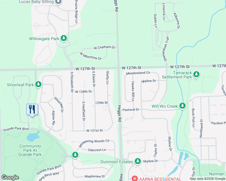 map of restaurants, bars, coffee shops, grocery stores, and more near 12753 Shelly Lane in Plainfield