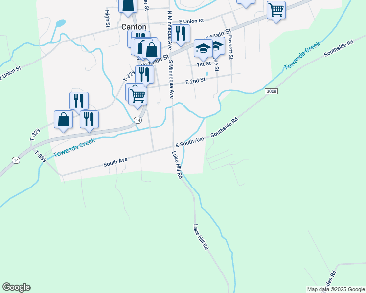 map of restaurants, bars, coffee shops, grocery stores, and more near 69-103 S Minnequa Ave in Canton