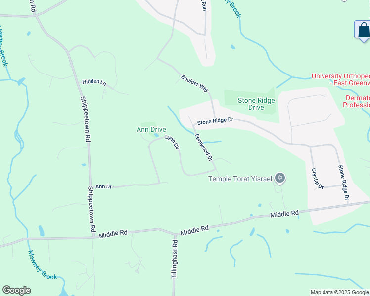 map of restaurants, bars, coffee shops, grocery stores, and more near 125 Lynn Circle in East Greenwich