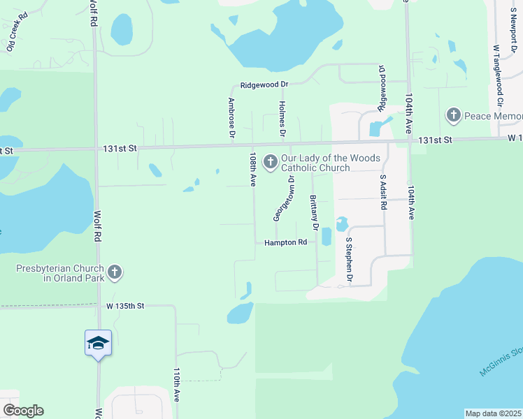 map of restaurants, bars, coffee shops, grocery stores, and more near 13230 Georgetown Drive in Orland Park