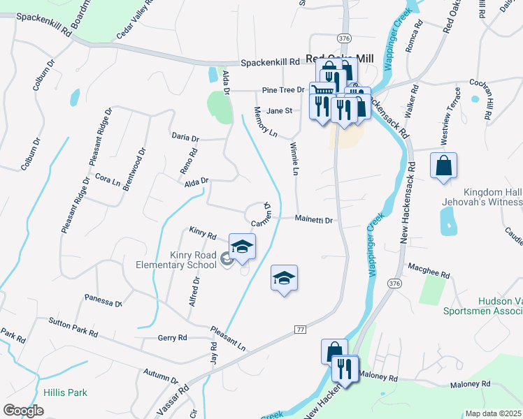 map of restaurants, bars, coffee shops, grocery stores, and more near 37 Carmen Drive in Poughkeepsie