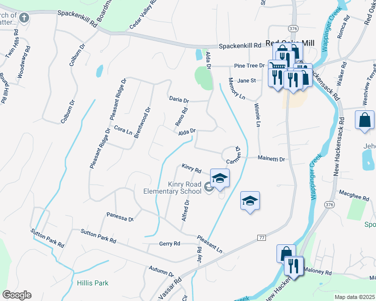 map of restaurants, bars, coffee shops, grocery stores, and more near 11 Carmen Drive in Poughkeepsie