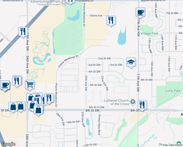 map of restaurants, bars, coffee shops, grocery stores, and more near 2402 4th Street Southwest in Altoona