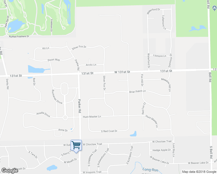 map of restaurants, bars, coffee shops, grocery stores, and more near 13205 Silver Fox Drive in Lemont
