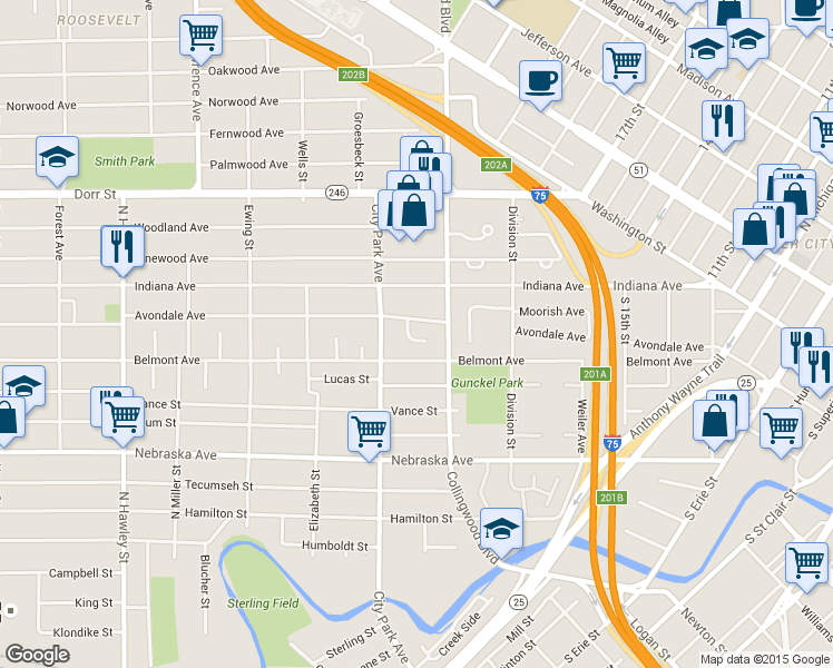 map of restaurants, bars, coffee shops, grocery stores, and more near 820 Hildebrand Avenue in Toledo