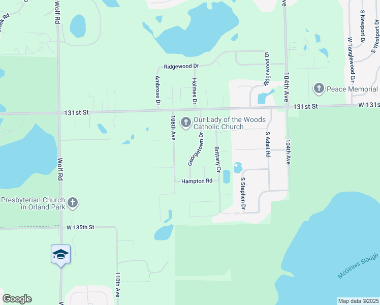 map of restaurants, bars, coffee shops, grocery stores, and more near 13230 Georgetown Drive in Orland Park