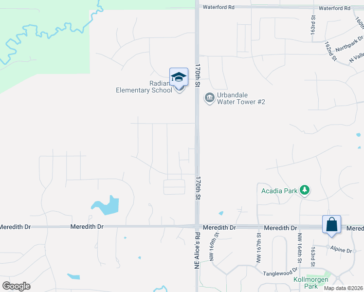 map of restaurants, bars, coffee shops, grocery stores, and more near 170th Street in Waukee