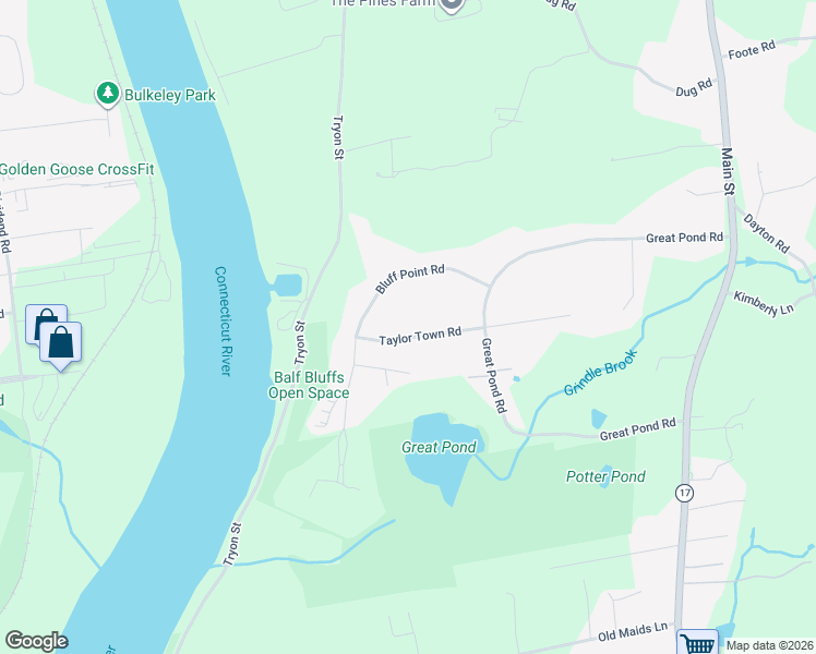 map of restaurants, bars, coffee shops, grocery stores, and more near 65 Taylor Town Road in Glastonbury