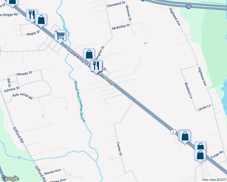 map of restaurants, bars, coffee shops, grocery stores, and more near 13 Russell Street in Westport