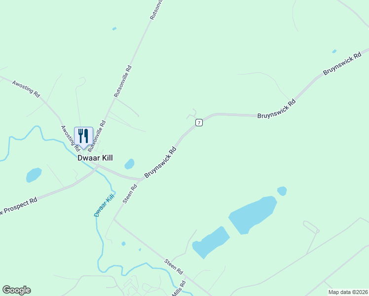 map of restaurants, bars, coffee shops, grocery stores, and more near 2525 Bruynswick Road in Wallkill