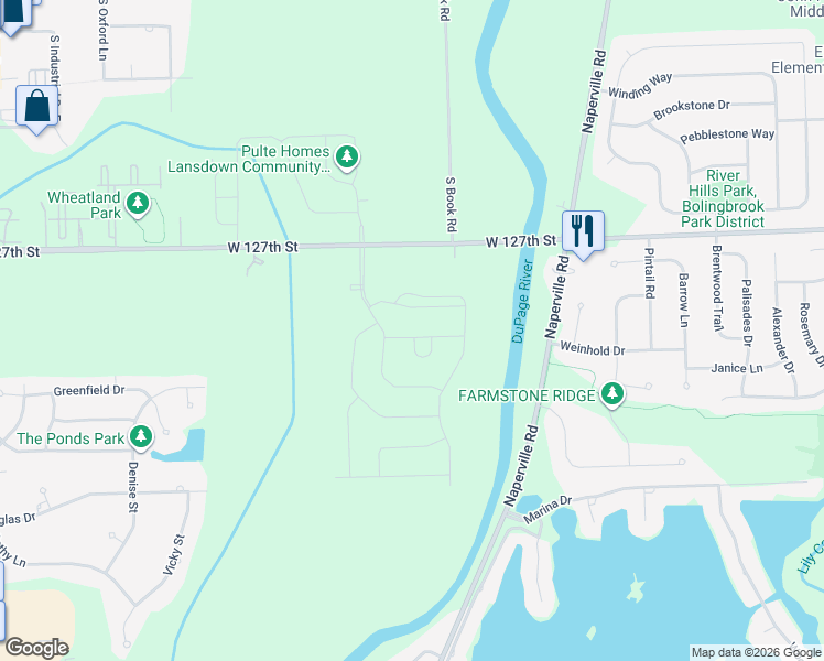map of restaurants, bars, coffee shops, grocery stores, and more near 23244 West Teton Lane in Plainfield