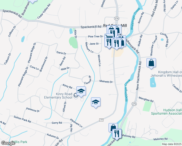 map of restaurants, bars, coffee shops, grocery stores, and more near 37 Carmen Drive in Poughkeepsie