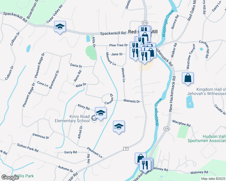 map of restaurants, bars, coffee shops, grocery stores, and more near 37 Carmen Drive in Poughkeepsie
