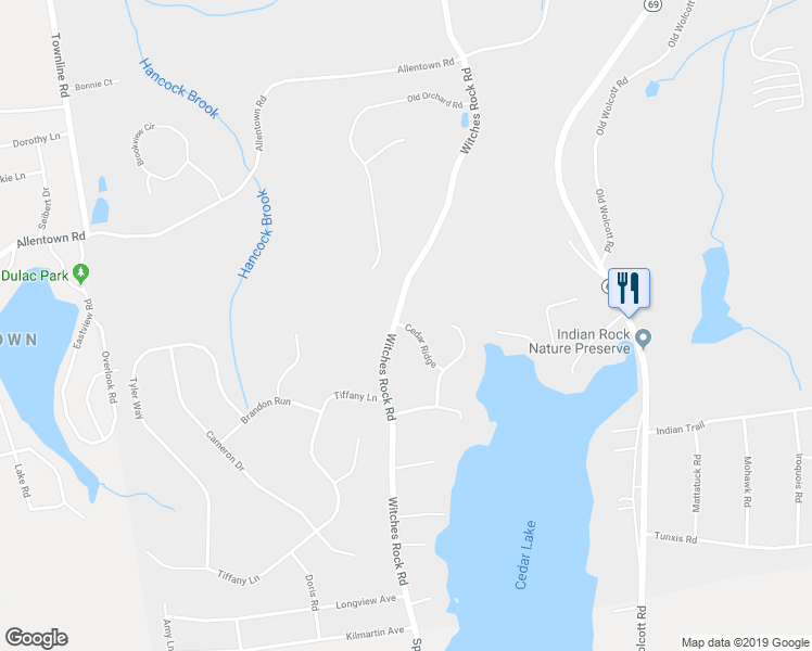 map of restaurants, bars, coffee shops, grocery stores, and more near 64 Cedar Ridge in Bristol